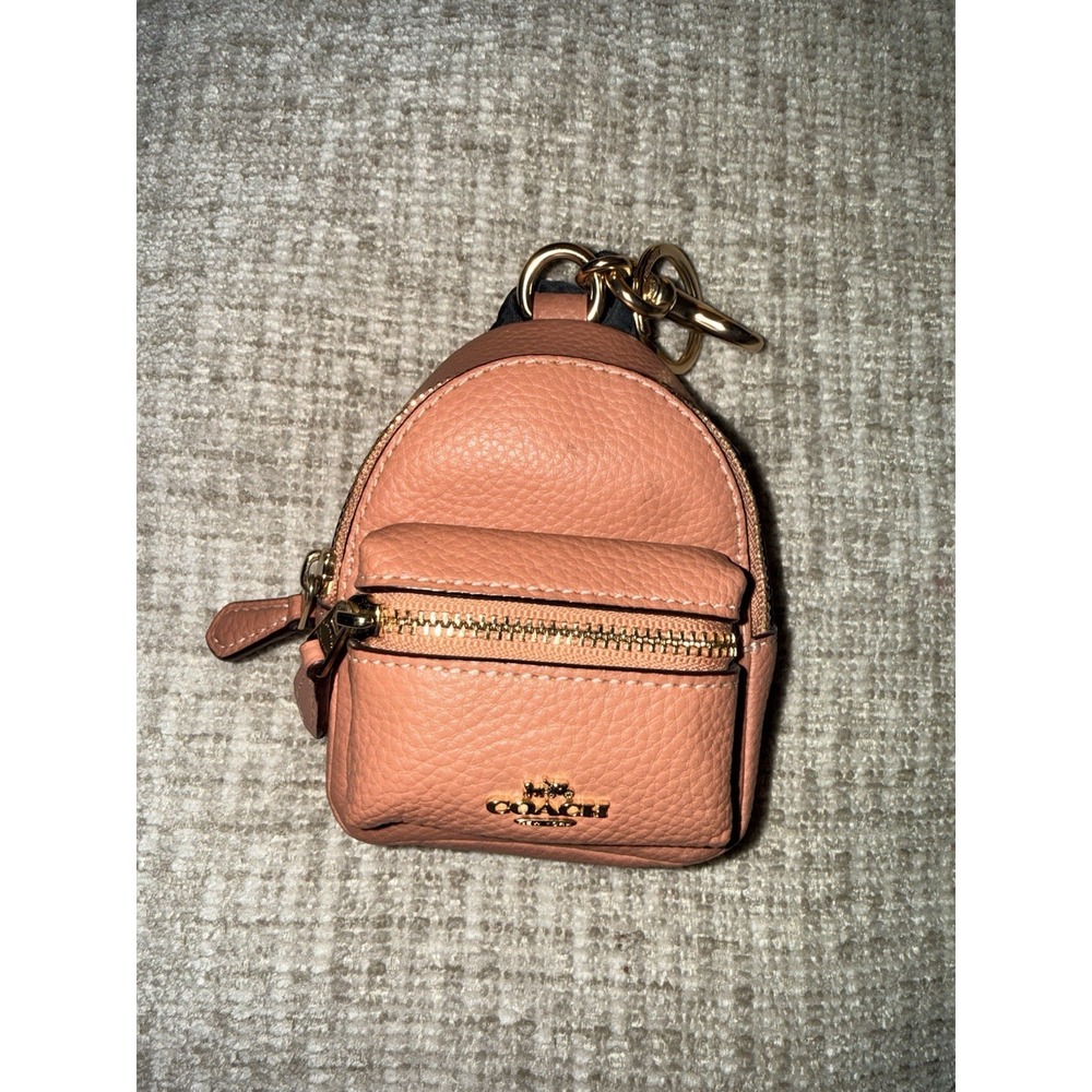 Coach Leather Mini Court Backpack Bag Charm Keychain Crossgrain Faded Blush Pink